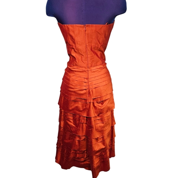 NWT Christiane Celle Calypso Iridescent Orange Tiered Midi Dress Size 10 K67‎ - Picture 5 of 12